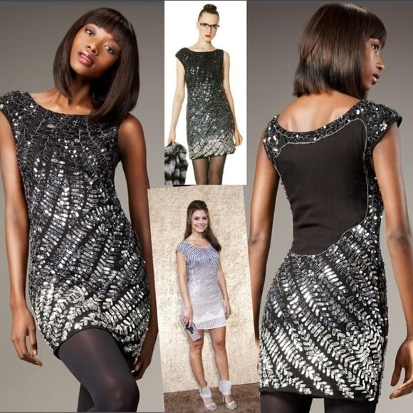 Alice + Olivia Charlie Ombre Sequin Silk Cocktail Dress - Picture 3 of 9